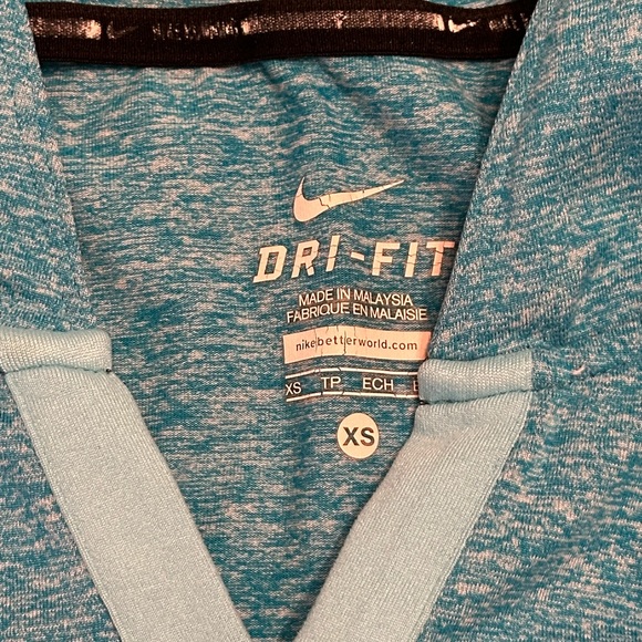 Nike Running Dri Fit Long Sleeve Blue Knit Hoodie Thumb Hole Mitts Reflective - Picture 2 of 5